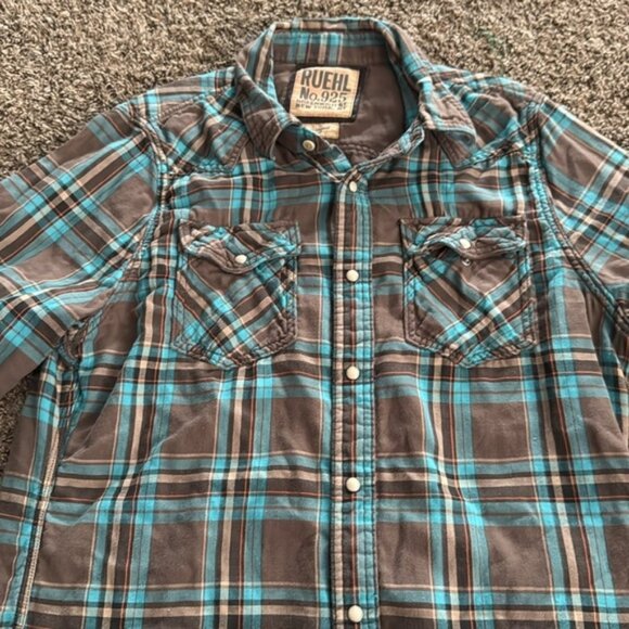 RUEHL No 925 XXL Blue Gray Plaid Flannel Shirt - Picture 3 of 8